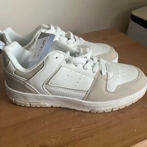 Kids' White and Tan Sneakers